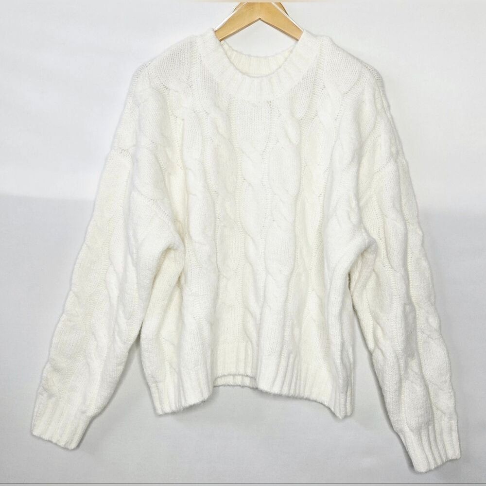 Women's AND NOW THIS Dreamy Soft Cable Knit Sweater Size Women's XL Cream